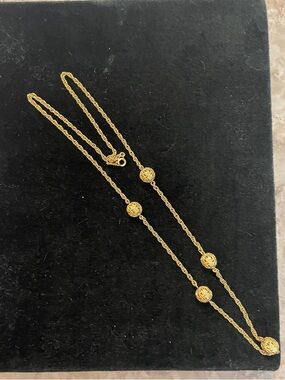Vintage Gold Filigree Necklace - 26” long! Gorgeous! Unbranded